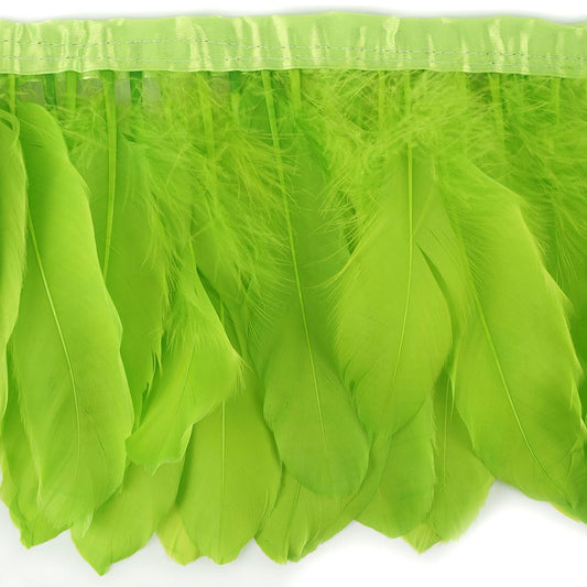 Parried Goose Pallet Feather Fringe - 6" - 1yd Lime