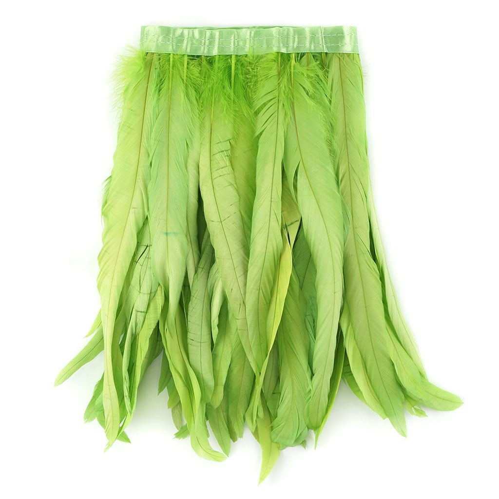 Bleach Dyed Coque Tail Fringe - 12-14" - Lime