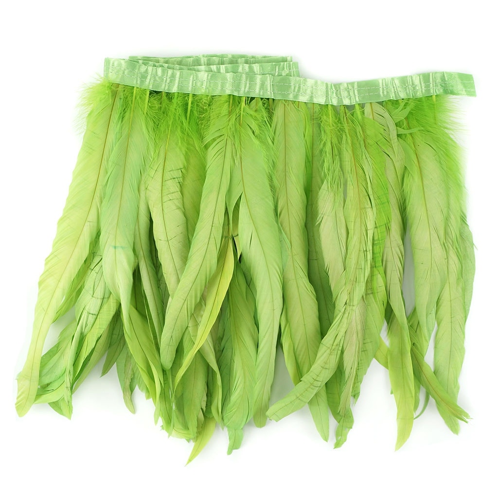 Bleach Dyed Coque Tail Fringe - 12-14" - Lime