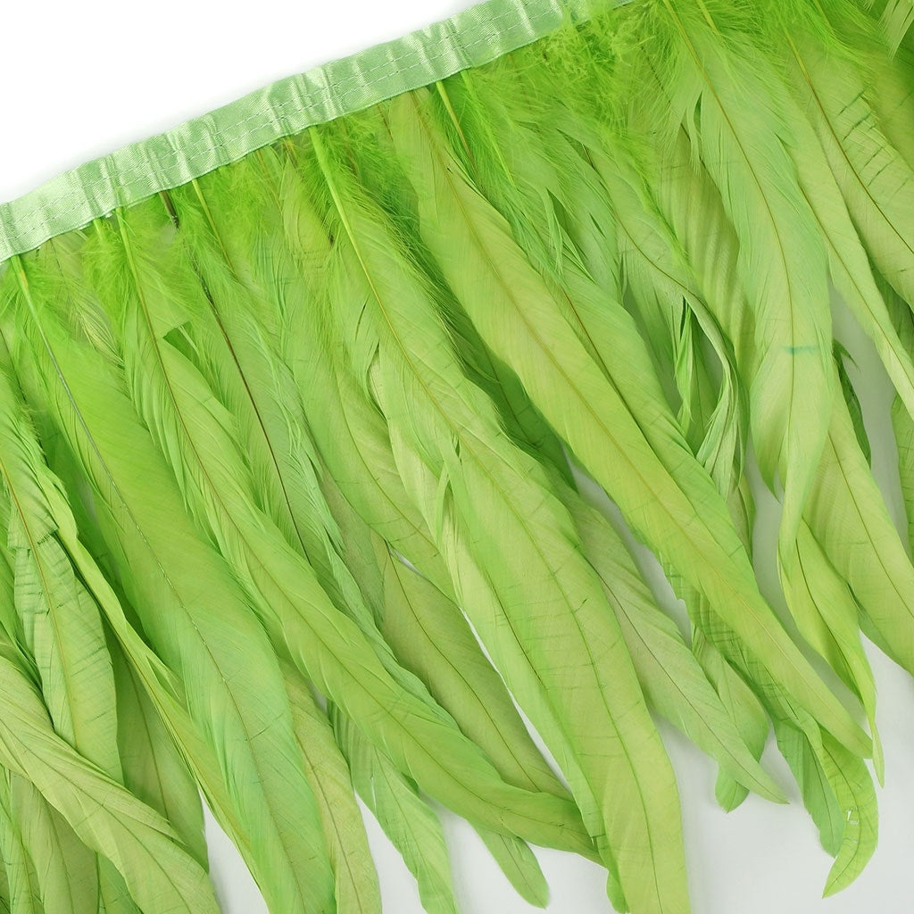 Bleach Dyed Coque Tail Fringe - 12-14" - Lime