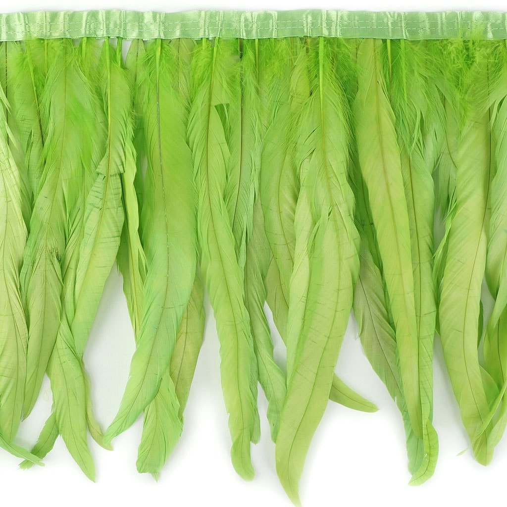 Bleach Dyed Coque Tail Fringe - 12-14" - Lime