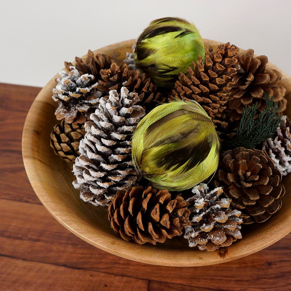 Mallard Duck Feather Ornament - Dyed 3" ball Lime