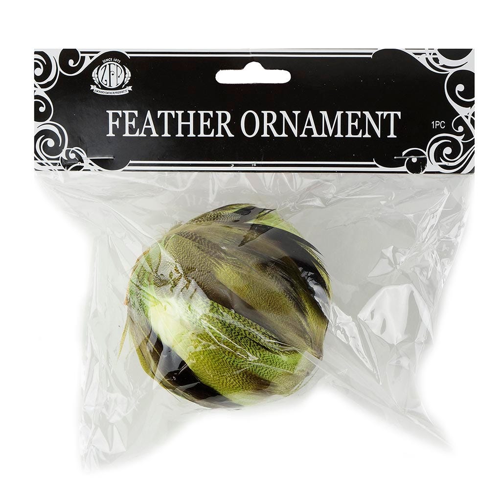 Mallard Duck Feather Ornament - Dyed 3" ball Lime