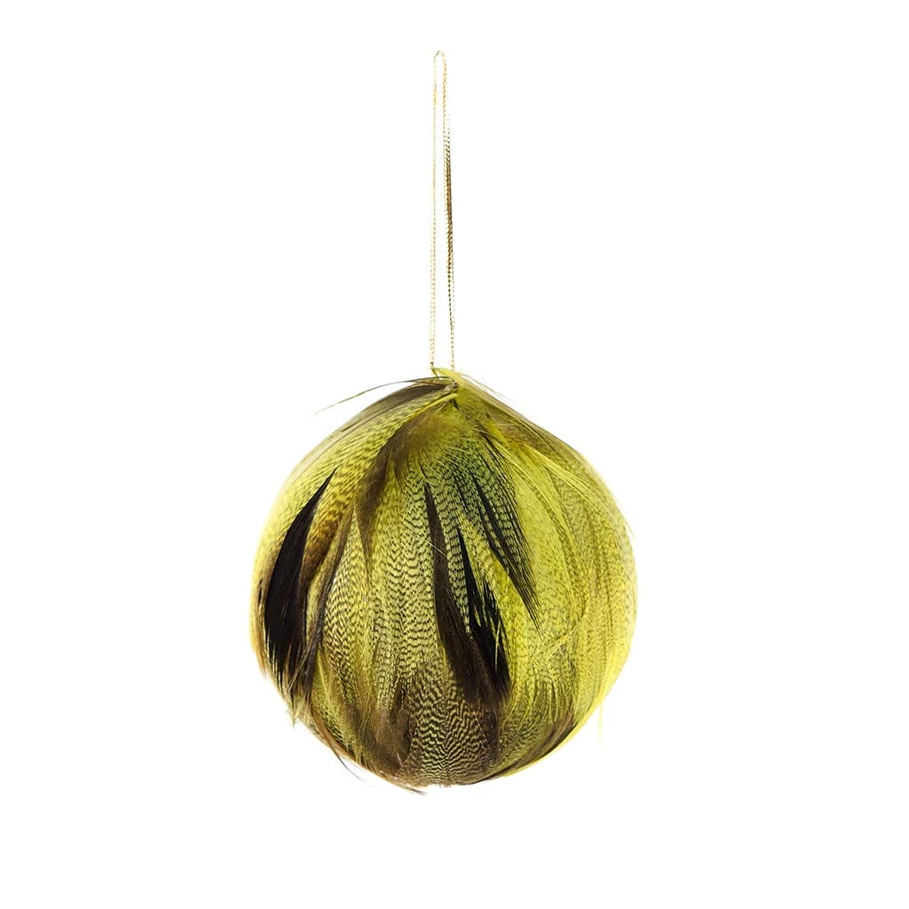 Mallard Duck Feather Ornament - Dyed 3" ball Lime