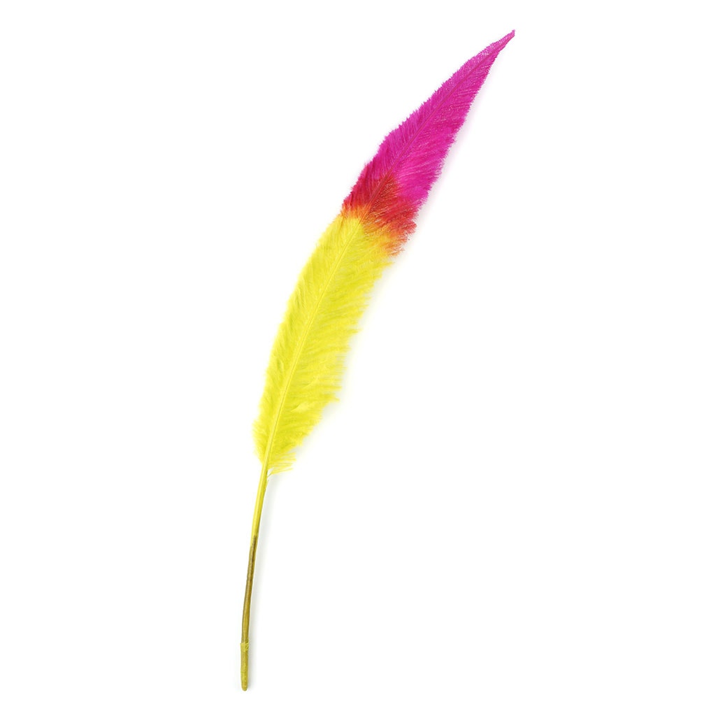 Ostrich Nandu Tipped Feathers Selected - Fl Lime Green - Shocking Pink