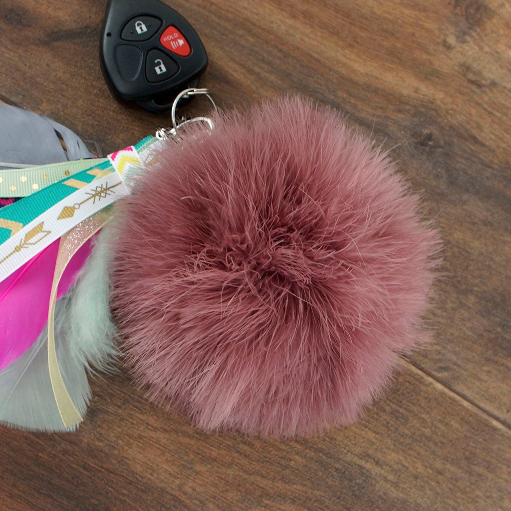 Marabou Feather Pom Pom Key Chain - AMT