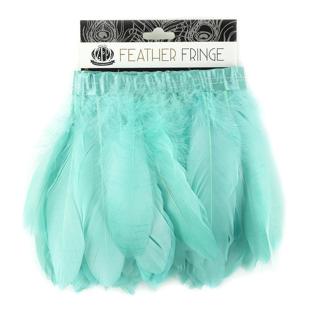 Parried Goose Pallet Feather Fringe - 6" - 1yd Seafoam