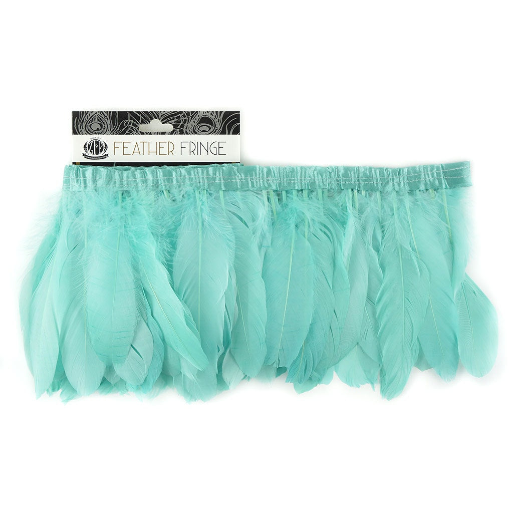 Parried Goose Pallet Feather Fringe - 6" - 1yd Seafoam