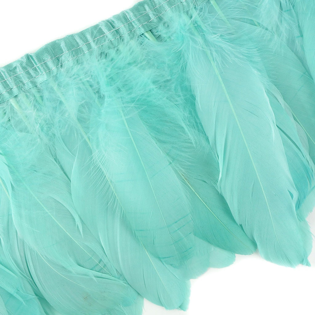 Parried Goose Pallet Feather Fringe - 6" - 1yd Seafoam