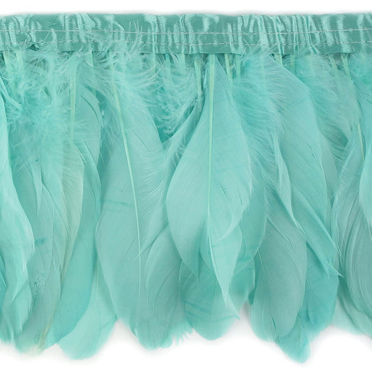 Parried Goose Pallet Feather Fringe - 6" - 1yd Seafoam