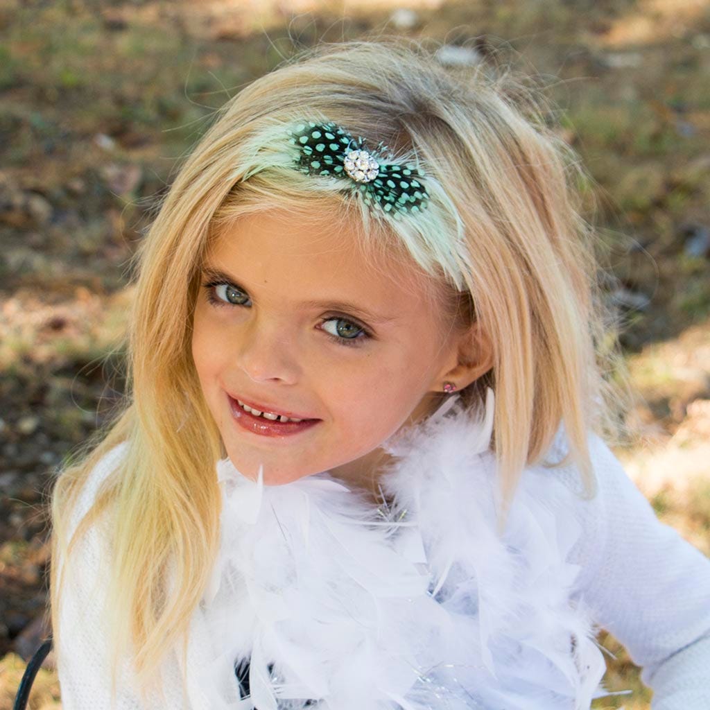 Feather Headband Embellishment w/Hackle/Guinea Mint/Mint