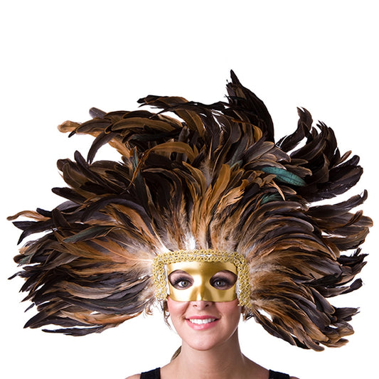 Feather Headdress Mask - Natural