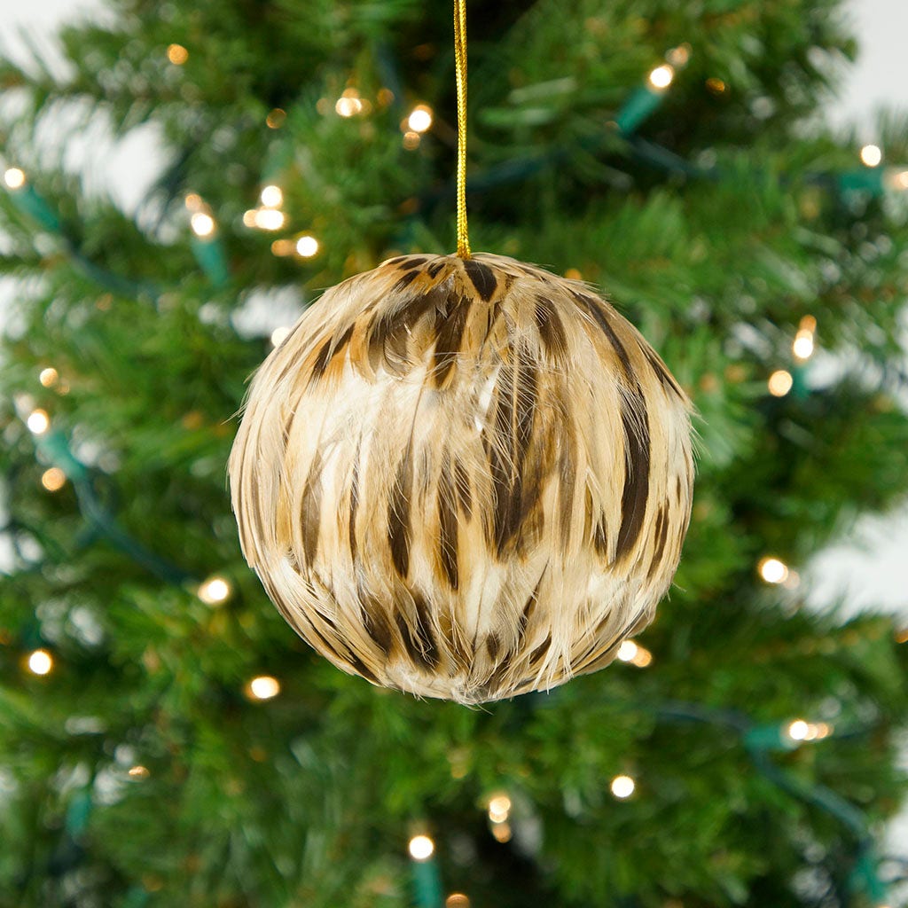 Brown Duck Feather Ornament - Natural