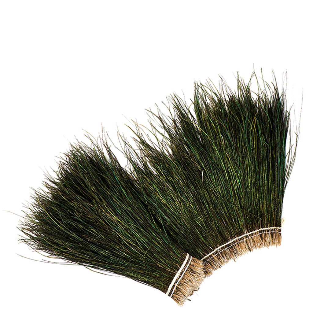 Peacock Flue (Herl) Feathers [{WEDDING CENTERPIECES}] - Natural - 8-10"