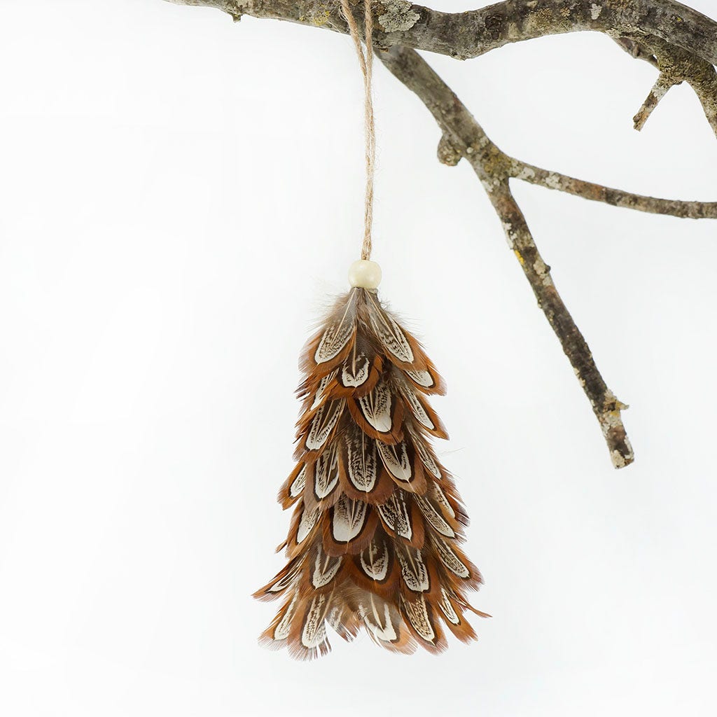 Pheasant Mini Feather Tree Ornament - Natural