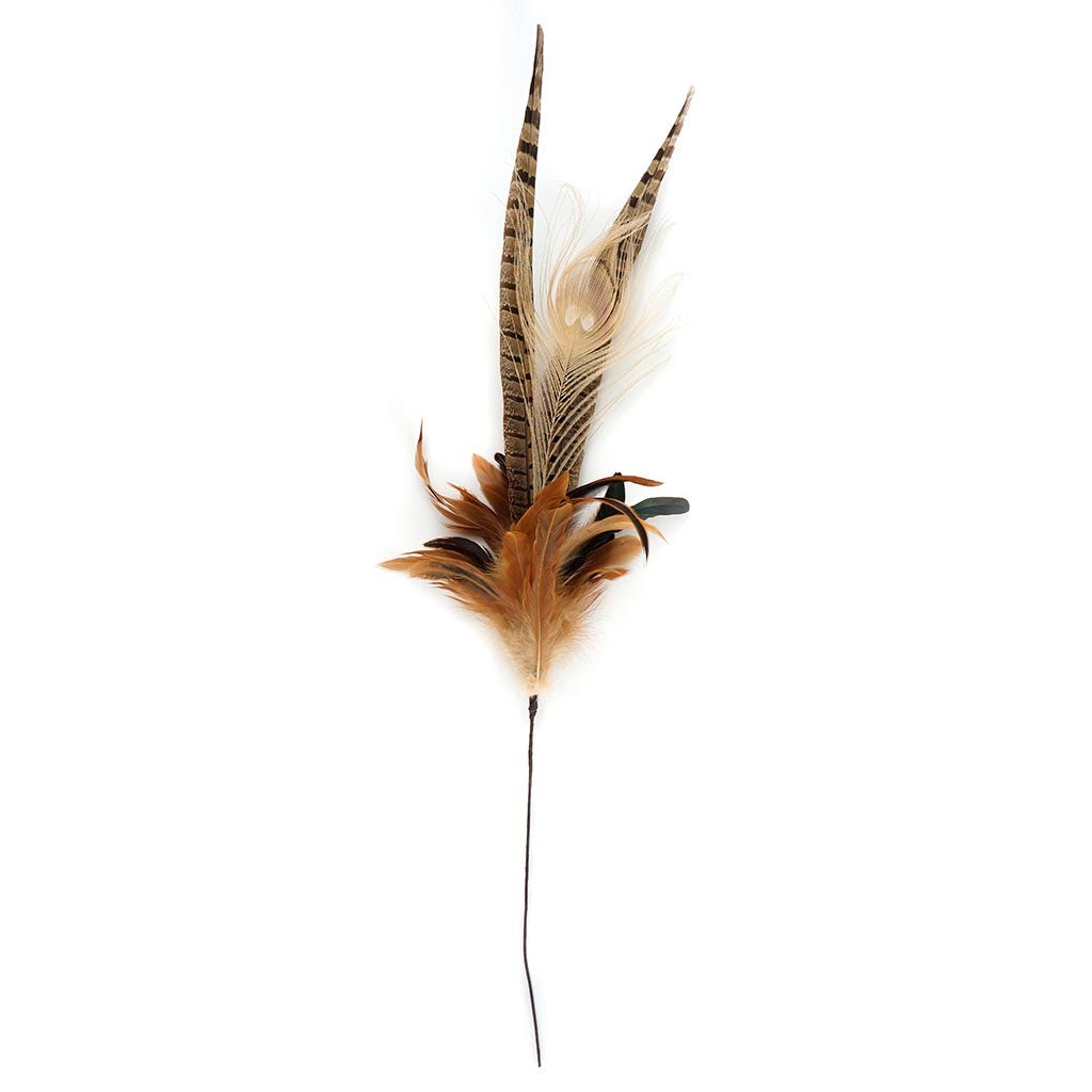 Feather Floral Stem - Pheasant - Peacock - Golden - Iridiscent - Natural - 12"