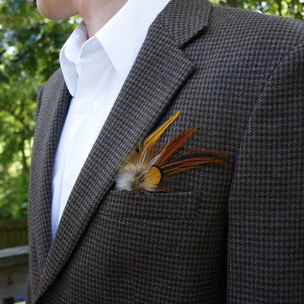 Hat Feather Trim With Hackle and Venery Pheasant - Natural