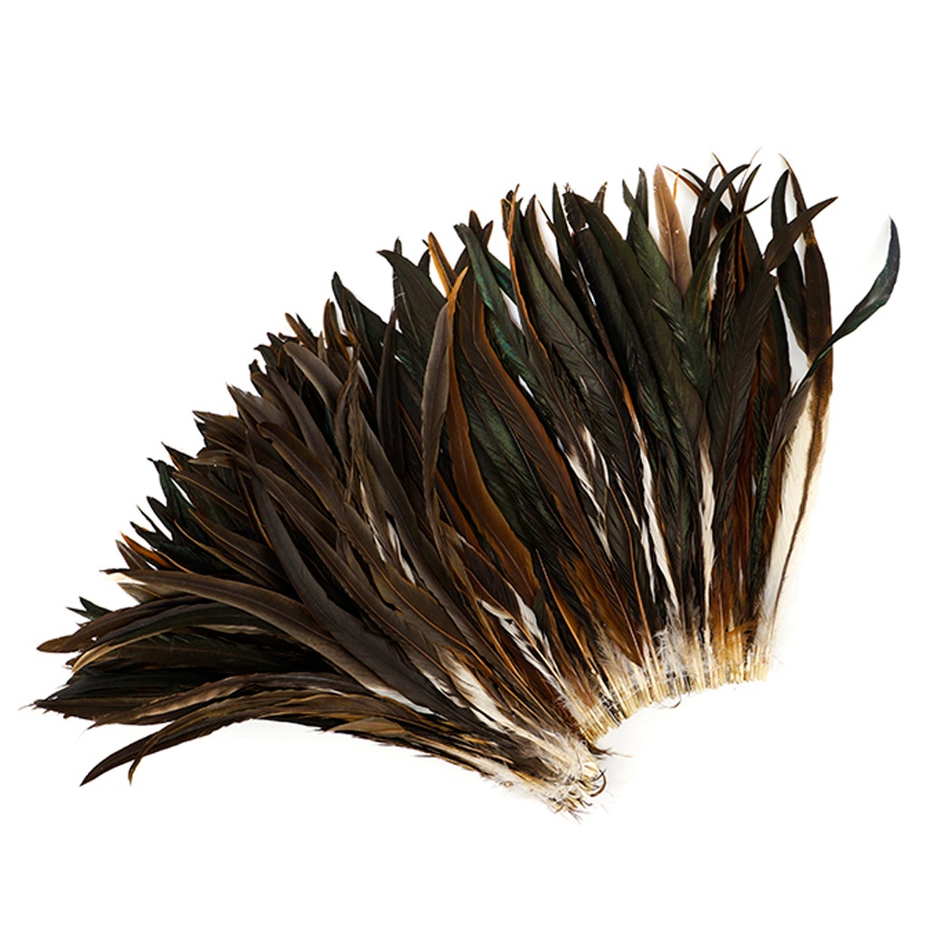Rooster Coque Tails Feathers Half Bronze Natural 13-16" [1/4 LB Bulk]
