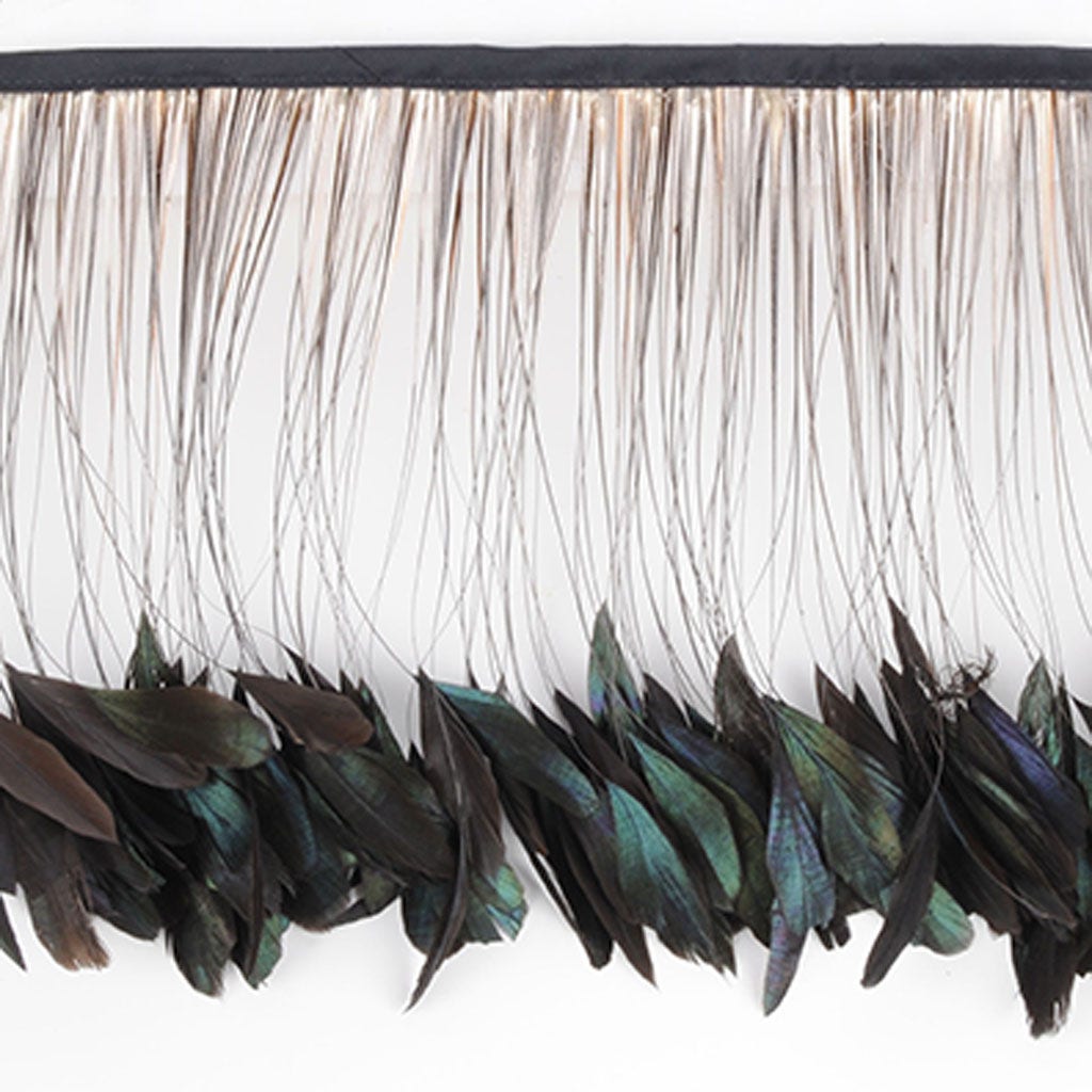 Stripped Iridescent Coque Fringe - Natural