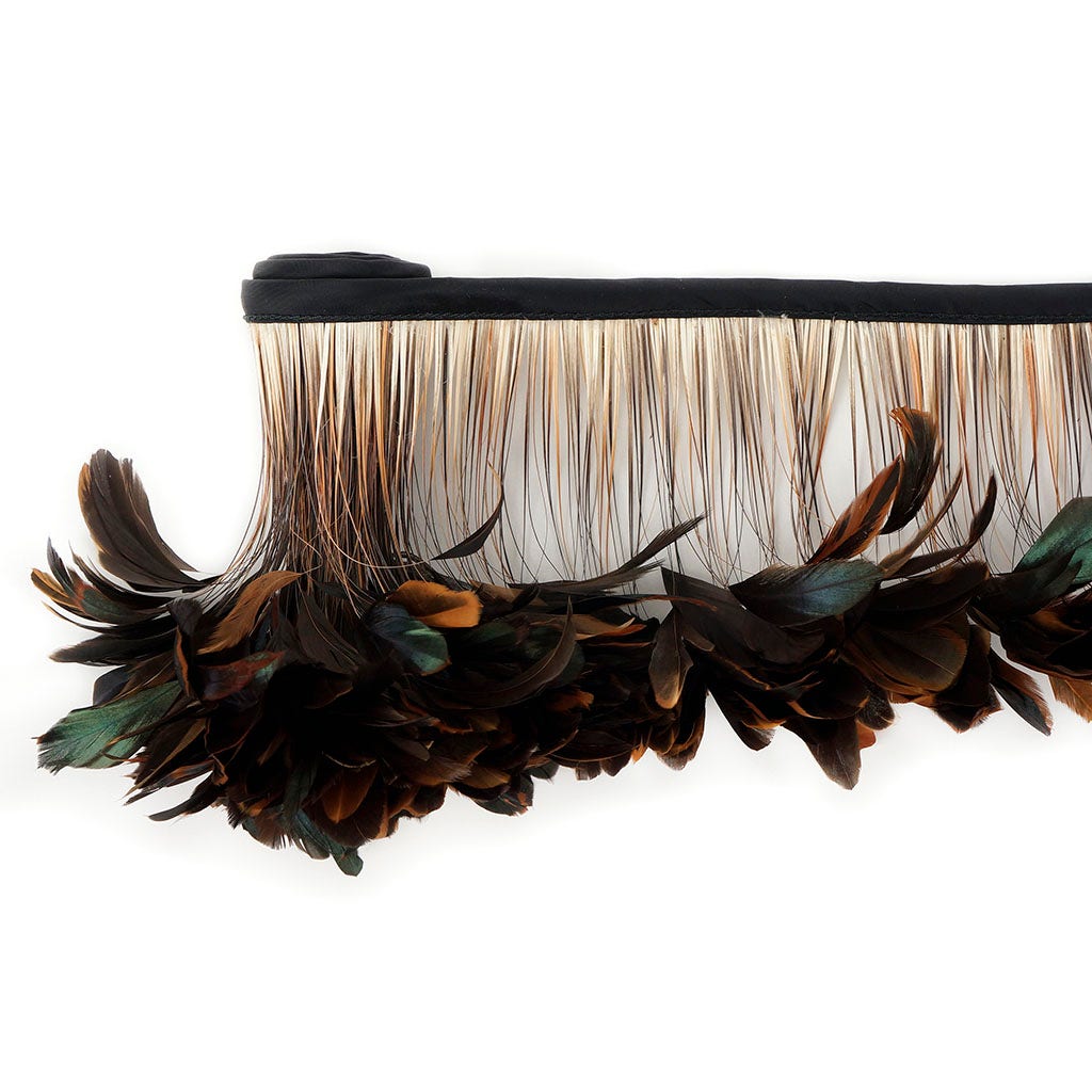 Stripped Iridescent Coque Fringe - Natural