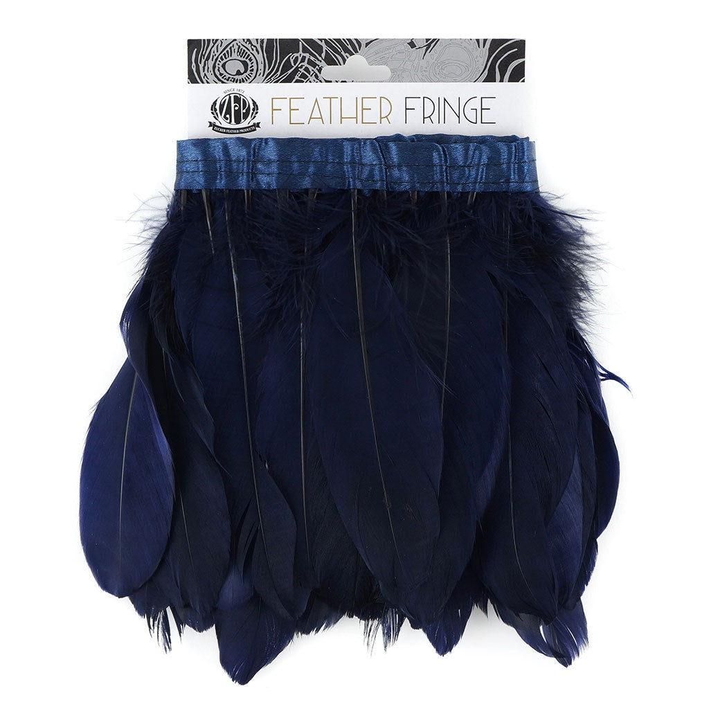 Parried Goose Pallet Feather Fringe - 6" - 1yd Navy