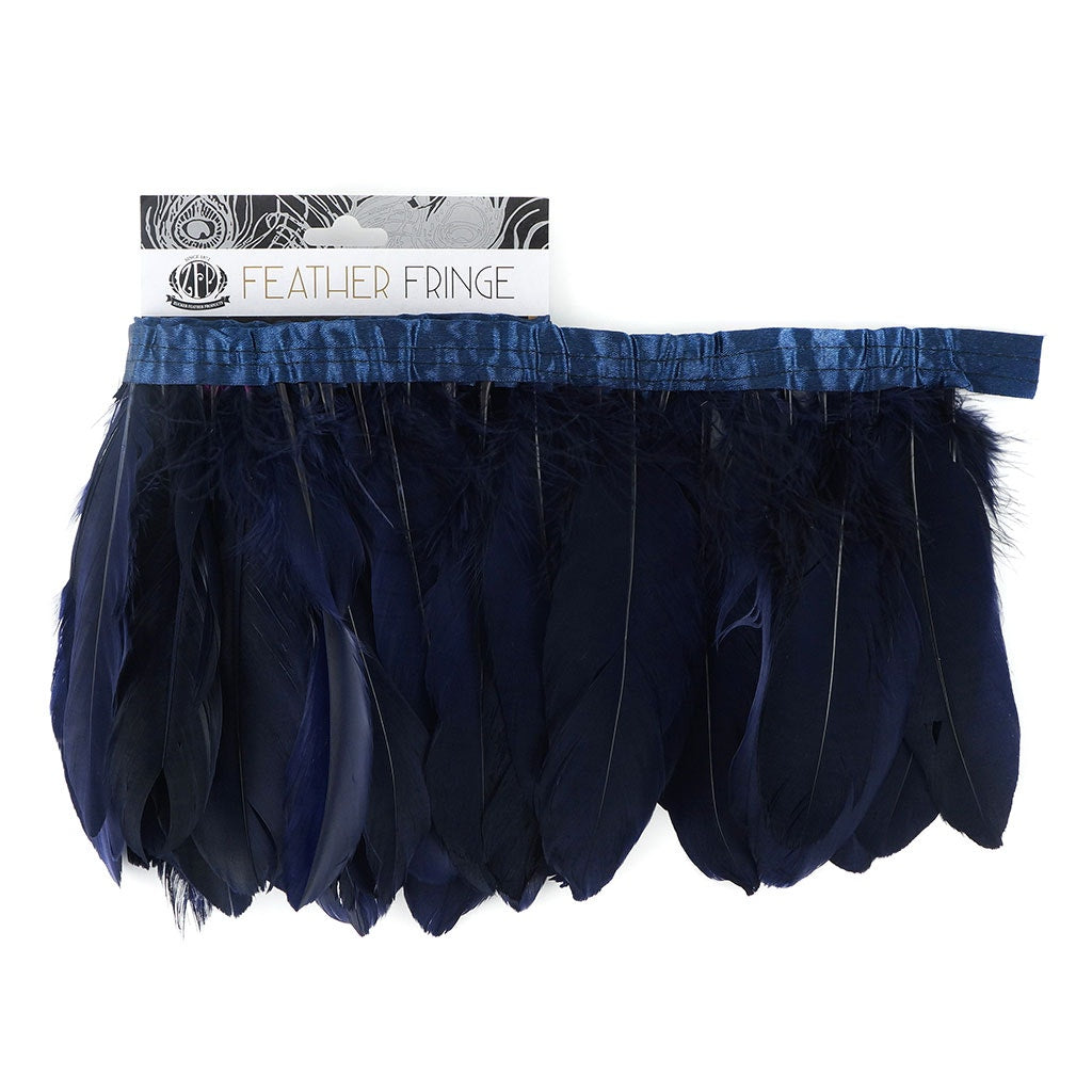 Parried Goose Pallet Feather Fringe - 6" - 1yd Navy