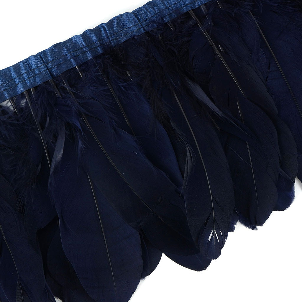 Parried Goose Pallet Feather Fringe - 6" - 1yd Navy