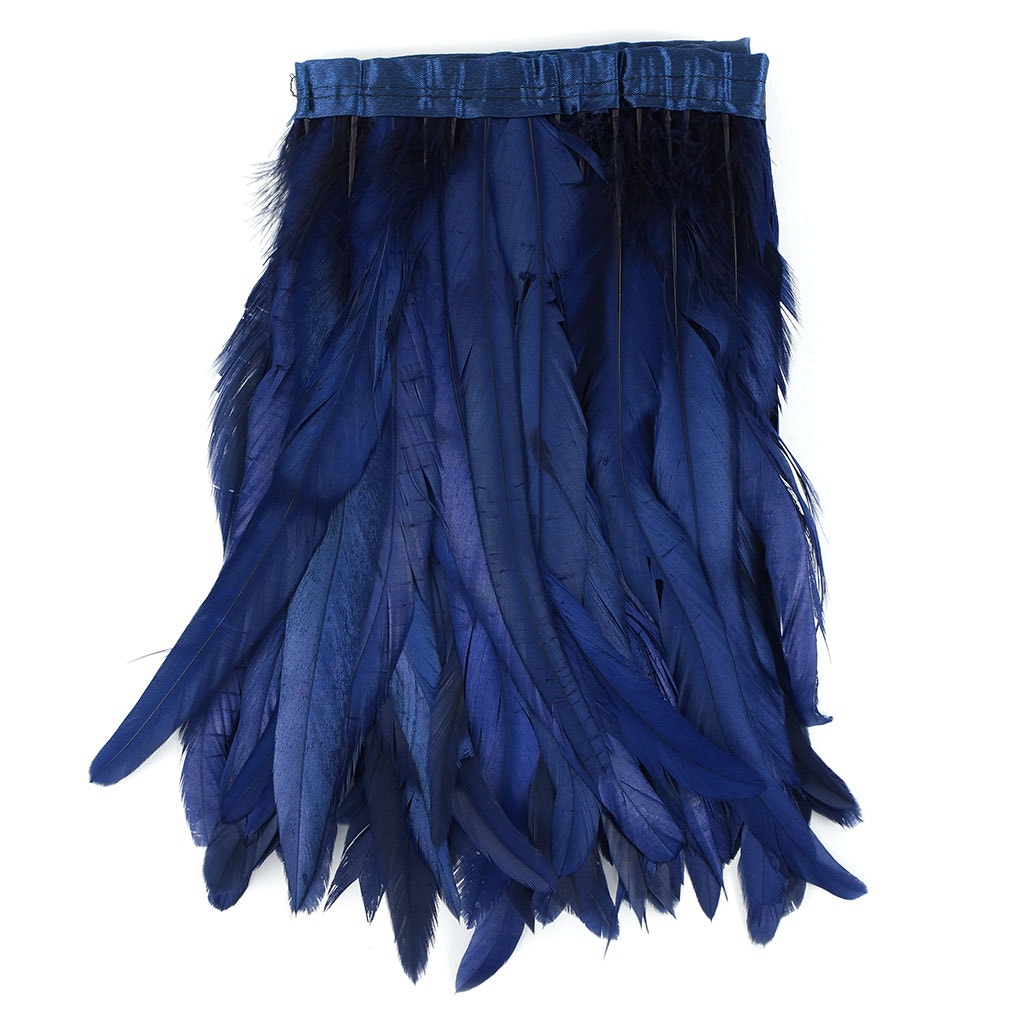 Bleach Dyed Coque Tail Fringe - 10-12" - Navy