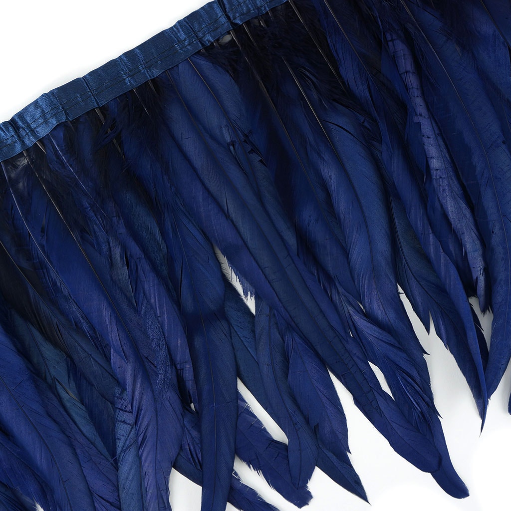 Bleach Dyed Coque Tail Fringe - 10-12" - Navy