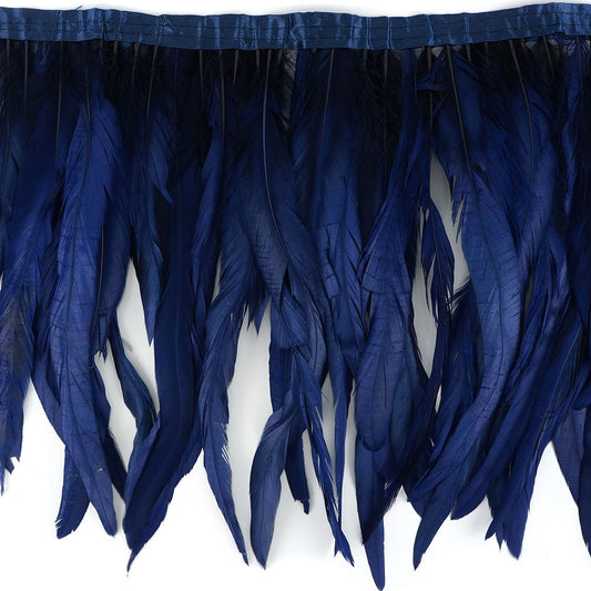 Bleach Dyed Coque Tail Feather Fringe - 12-14" - Navy