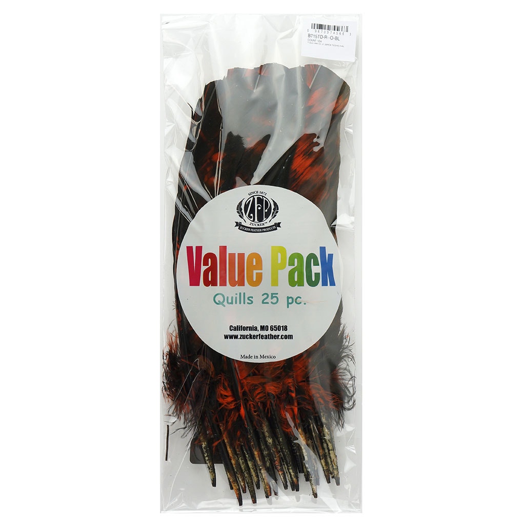 Turkey Quill Right Wing - Tie Dye - Orange & Black