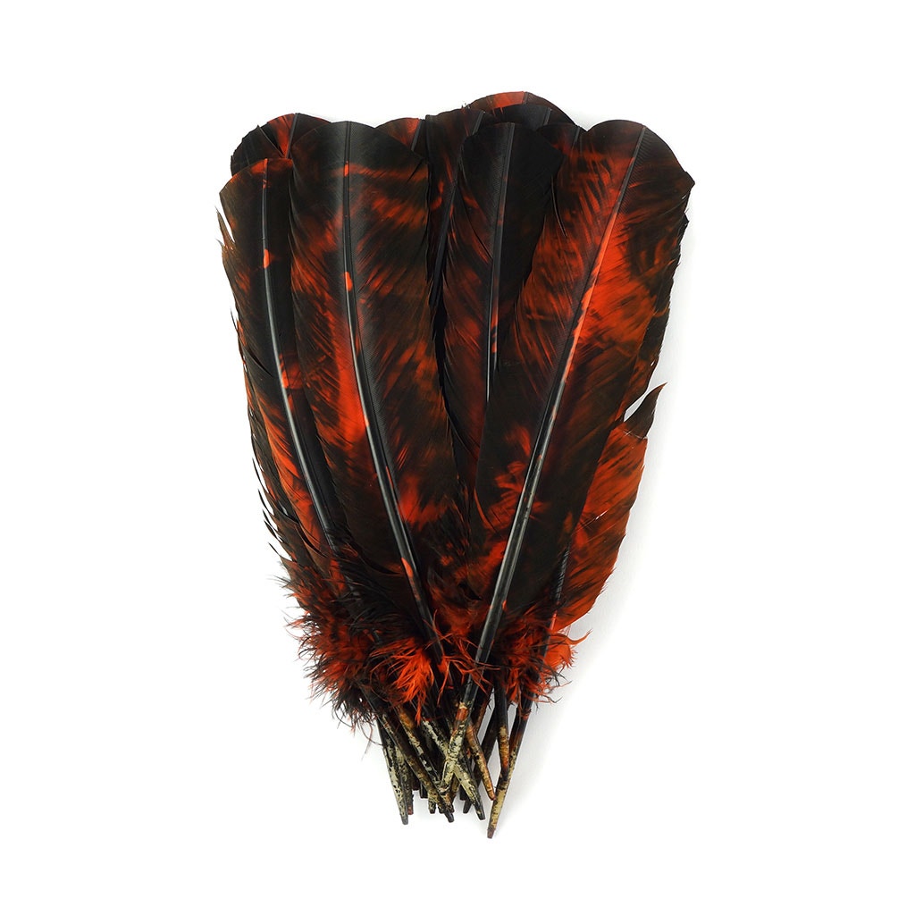 Turkey Quill Right Wing - Tie Dye - Orange & Black