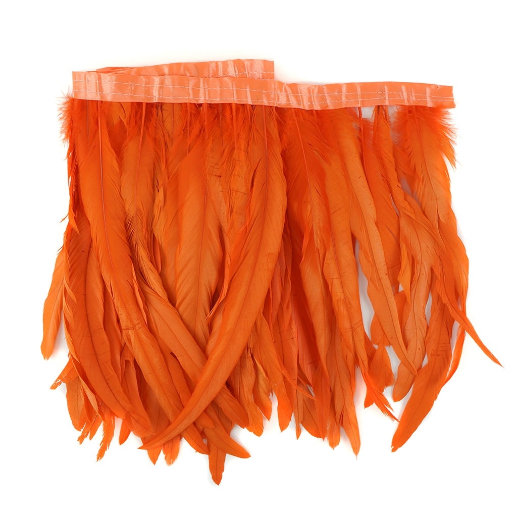 Bleach Dyed Coque Tail Fringe - 12-14" - Orange