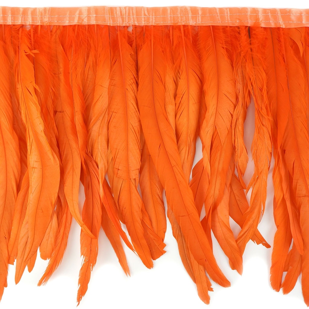 Bleach Dyed Coque Tail Fringe - 12-14" - Orange