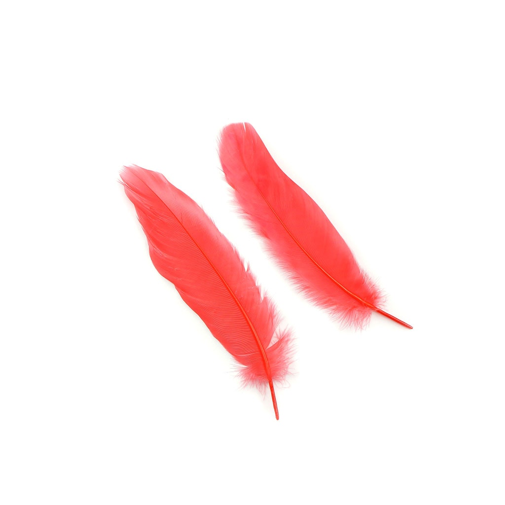 Goose Satinette Feathers Dyed - Hot Orange - 1/4 lb