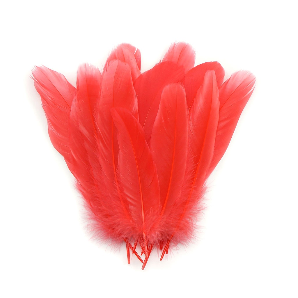 Goose Satinette Feathers Dyed - Hot Orange - 1/4 lb