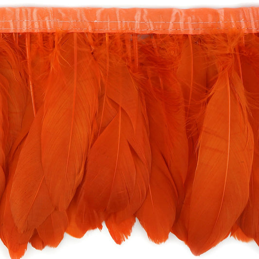 Parried Goose Pallet Feather Fringe - 6" - 1yd Orange