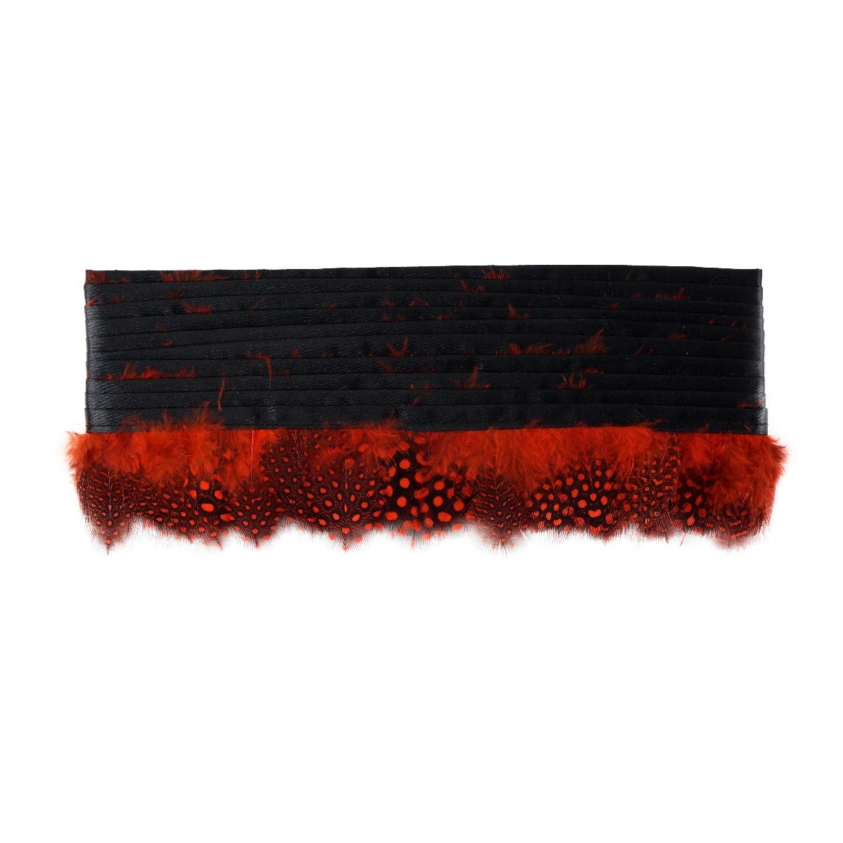 Almond Pheasant Feather Fringe - Tango Red