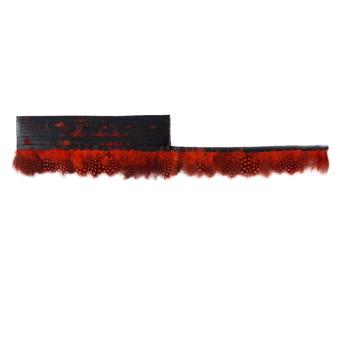 Almond Pheasant Feather Fringe - Tango Red