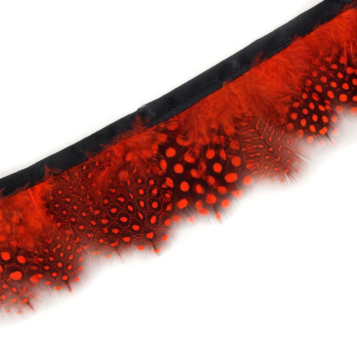 Almond Pheasant Feather Fringe - Tango Red