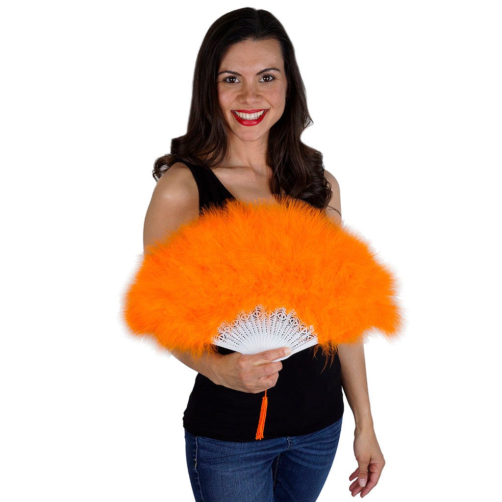 Marabou Feather Fan - Orange