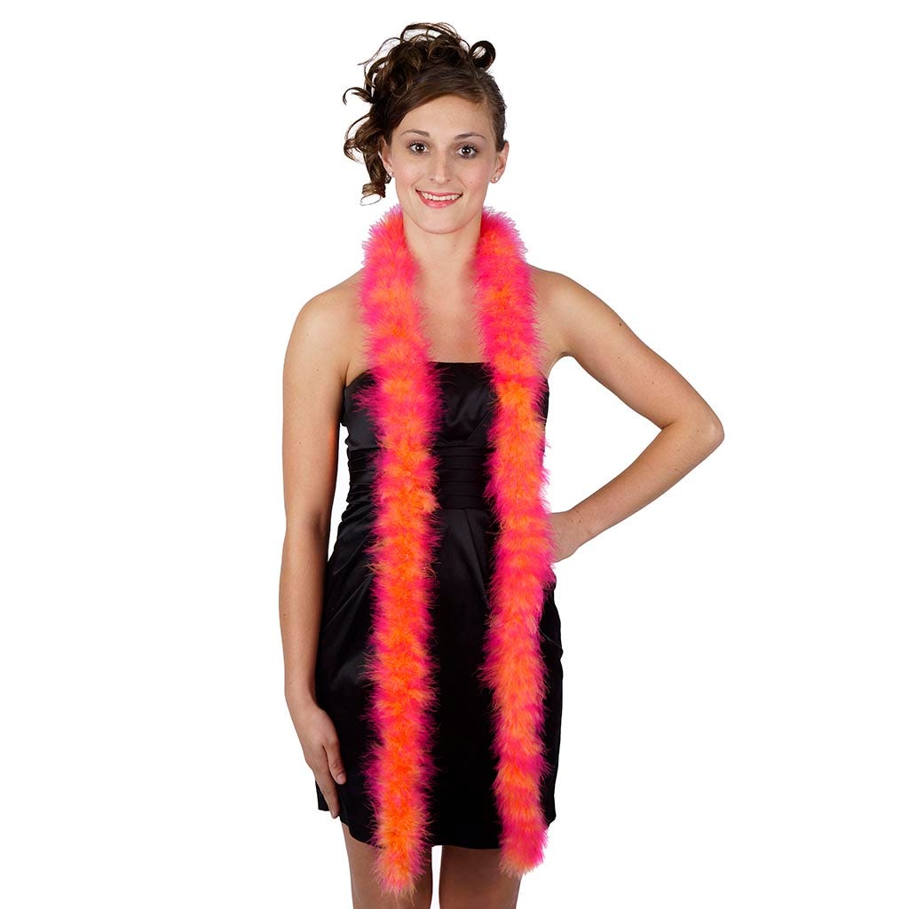 Marabou Feather Boa - Mediumweight - Tipped - Orange/Shocking Pink