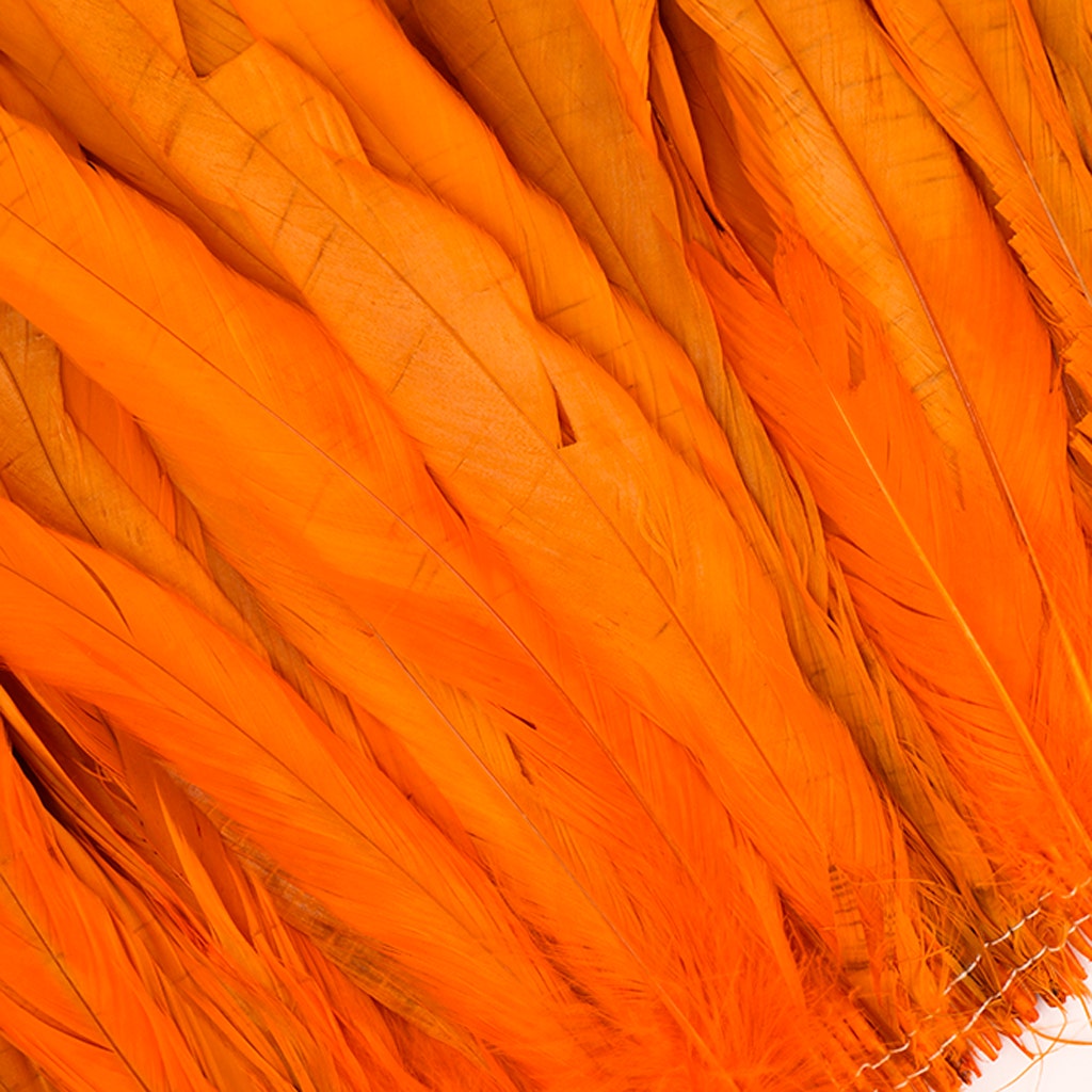 Rooster Coque Tail Feathers Bleach and Dyed - Orange