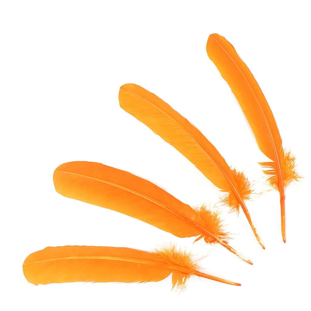 Turkey Quills Dyed Feathers - Mango Orange