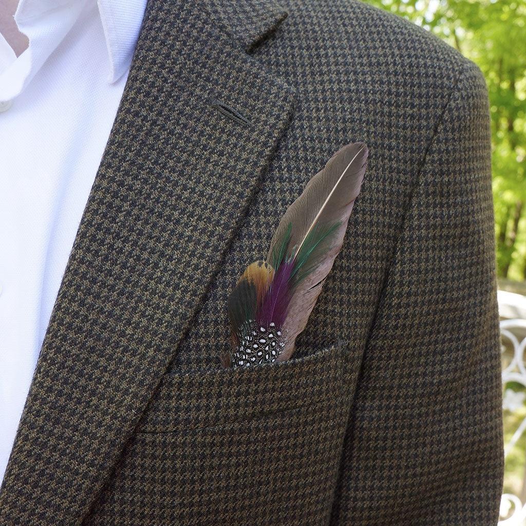 Pheasant-Hackle-Guinea Feather Hat Trims - Cinnamon-Fig-Natural