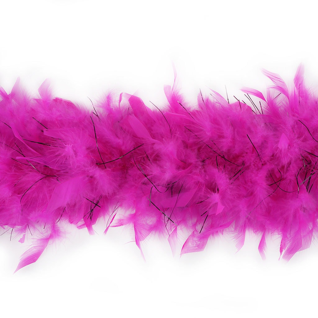 Chandelle Feather Boa - Lightweight - Shocking Pink with Black Lurex