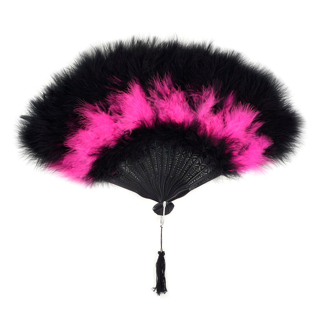Marabou Feather Fan Multi Color - Pink Orient/Black