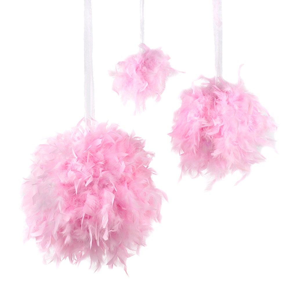 Chandelle Feather Pom Poms - Candy Pink
