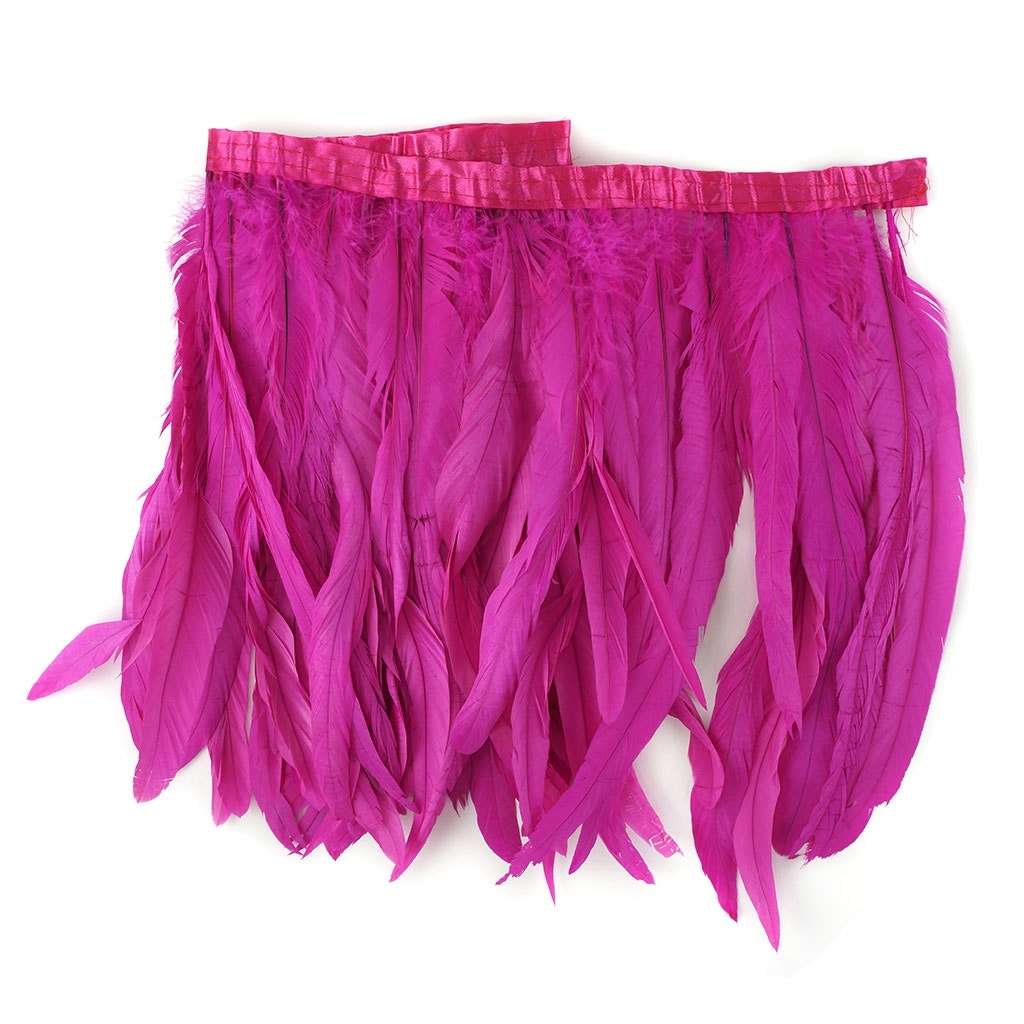 Bleach Dyed Coque Tail Fringe Shocking - 12-14" - Pink