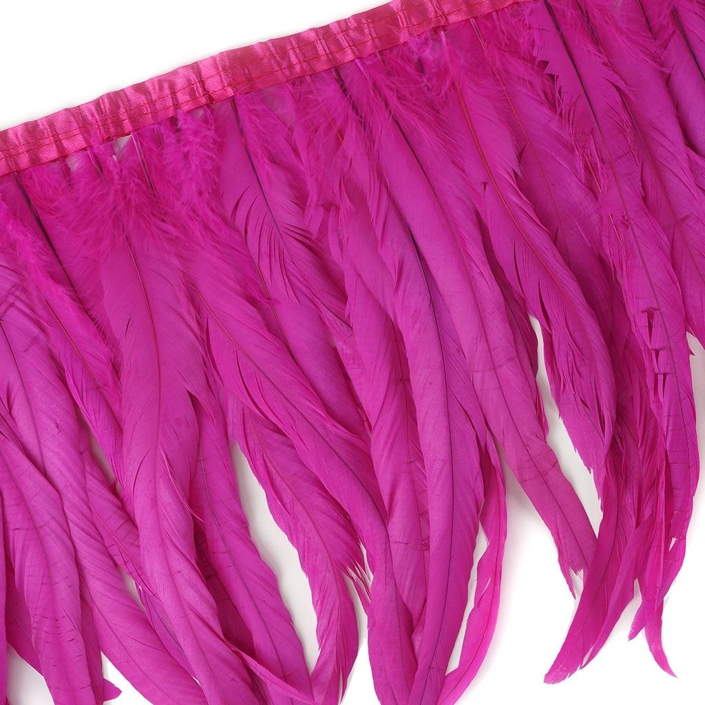 Bleach Dyed Coque Tail Fringe Shocking - 12-14" - Pink